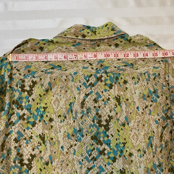 Kate Hill Woman Silk Blend Snake Print  w/ Gold Pattern Sz 1X Button-Up Blouse - Picture 10 of 15